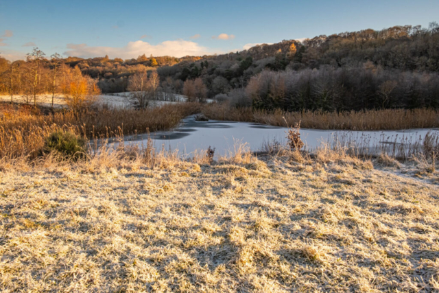 Frozen lake at Clockburn Drift  Derwent Walk