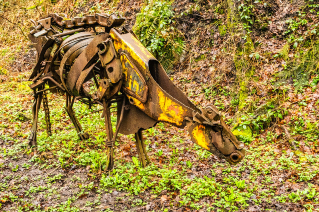 Metal farm animal next to the disused railway line