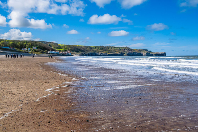 The beach at Sandsend with R&D's group following