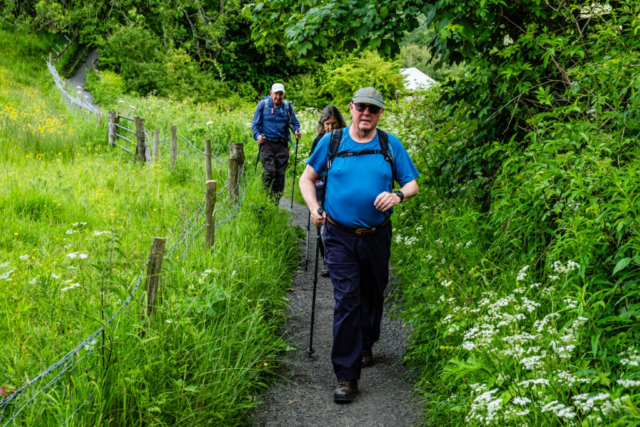 Heading down towards the railway line past the sheds