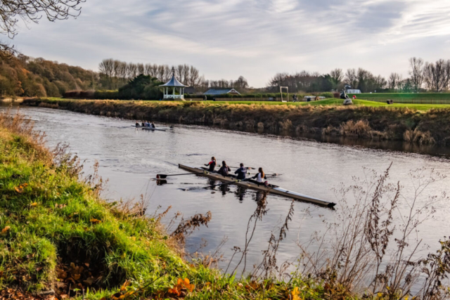 College rowers at Maiden Castle
