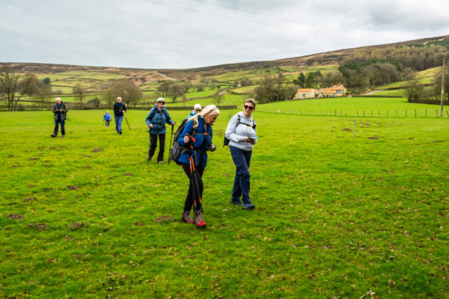Crossing the field to the church