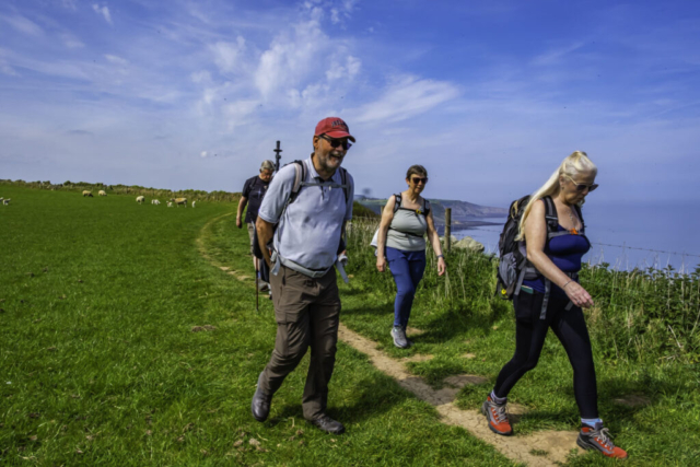 Striding out along the cliff top approaching Kettleness