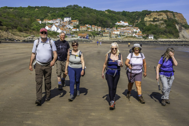 Walking along Runswick Bay beach