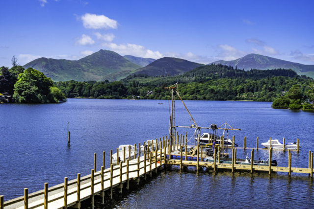 Causey Pike and Grisdale Pike from Keswick landing stages