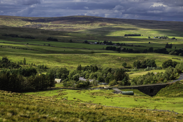 View WNW to Kevelin Moor as we leave the moor