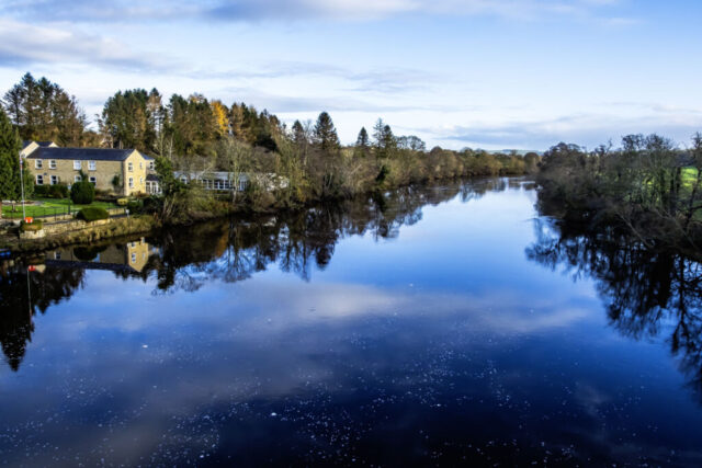 R South Tyne - view downstream from Chollerford Bridge