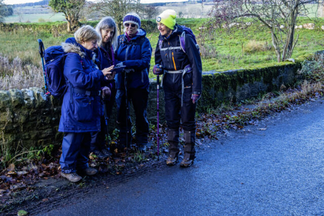 Florence checking our position after the coffee stop at Walwick Grange